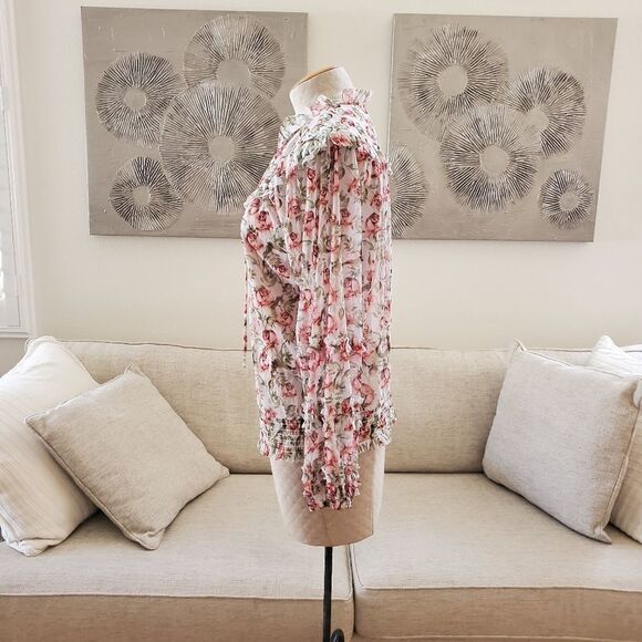 NEW! INC Floral Printed Peasant Blouse size Large - Picture 8 of 14